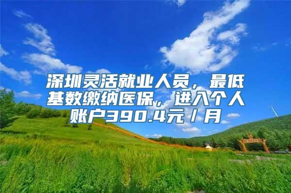 深圳灵活就业人员，最低基数缴纳医保，进入个人账户390.4元／月