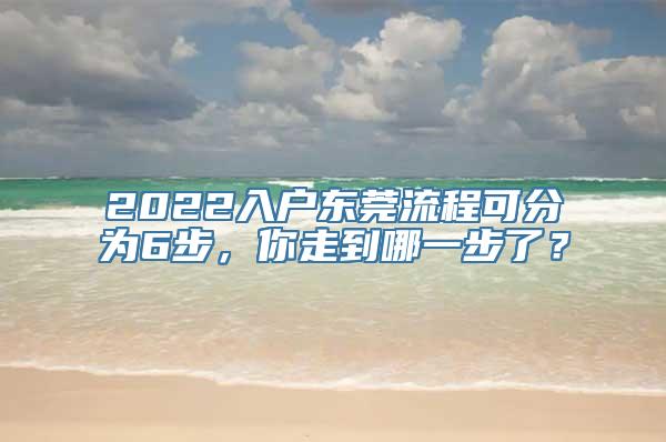 2022入户东莞流程可分为6步，你走到哪一步了？