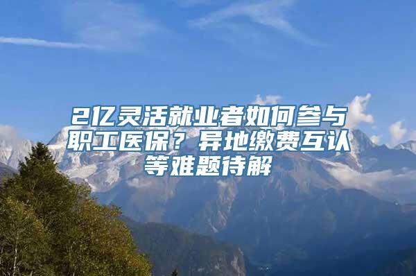 2亿灵活就业者如何参与职工医保？异地缴费互认等难题待解