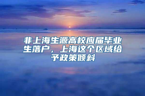 非上海生源高校应届毕业生落户，上海这个区域给予政策倾斜