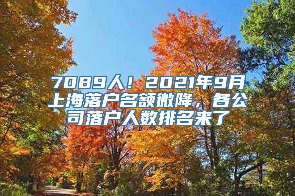 7089人！2021年9月上海落户名额微降，各公司落户人数排名来了