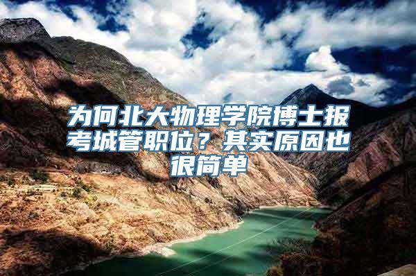 为何北大物理学院博士报考城管职位？其实原因也很简单