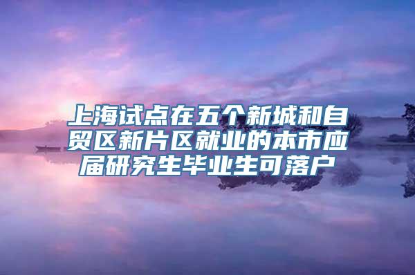 上海试点在五个新城和自贸区新片区就业的本市应届研究生毕业生可落户