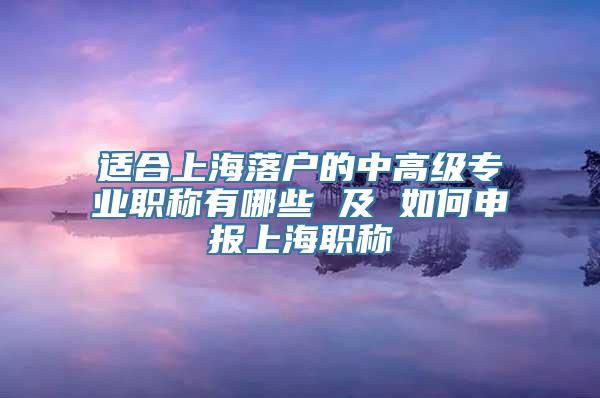 适合上海落户的中高级专业职称有哪些 及 如何申报上海职称