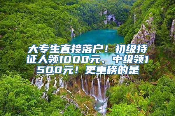 大专生直接落户！初级持证人领1000元、中级领1500元！更重磅的是