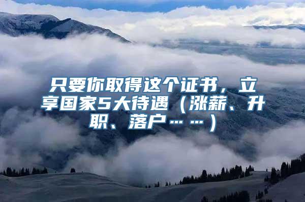 只要你取得这个证书，立享国家5大待遇（涨薪、升职、落户……）