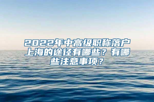 2022年中高级职称落户上海的途径有哪些？有哪些注意事项？