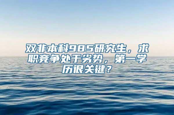 双非本科985研究生，求职竞争处于劣势，第一学历很关键？