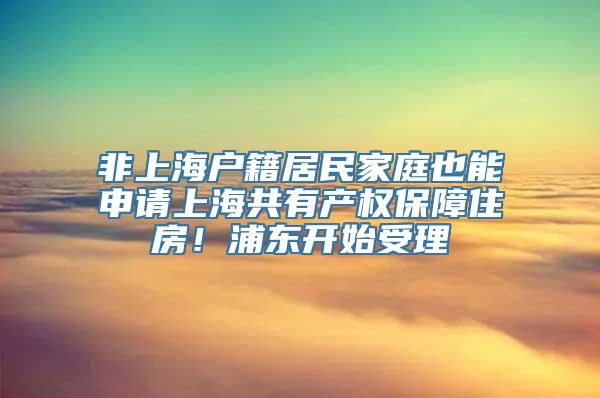 非上海户籍居民家庭也能申请上海共有产权保障住房！浦东开始受理