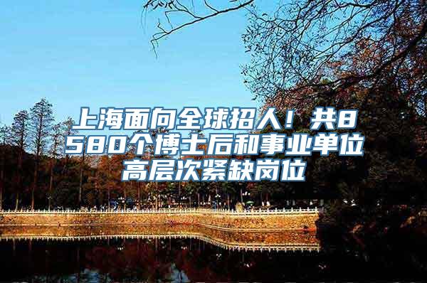 上海面向全球招人！共8580个博士后和事业单位高层次紧缺岗位