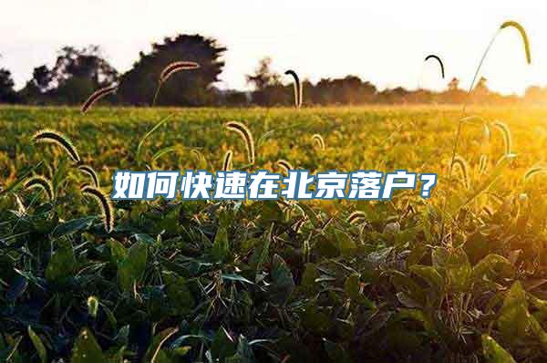 如何快速在北京落户？