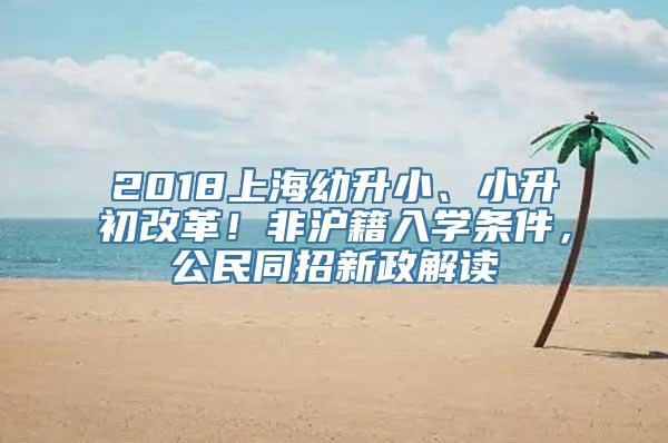 2018上海幼升小、小升初改革！非沪籍入学条件，公民同招新政解读