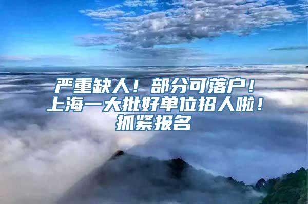 严重缺人！部分可落户！上海一大批好单位招人啦！抓紧报名