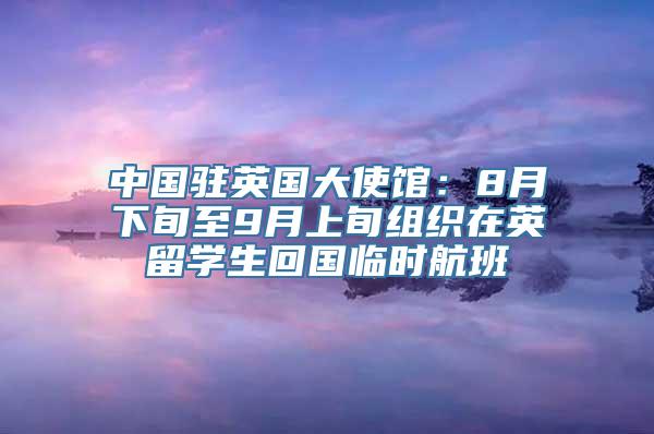 中国驻英国大使馆：8月下旬至9月上旬组织在英留学生回国临时航班