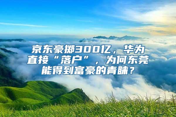 京东豪掷300亿，华为直接“落户”，为何东莞能得到富豪的青睐？