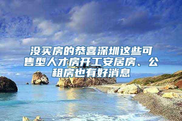 没买房的恭喜深圳这些可售型人才房开工安居房、公租房也有好消息