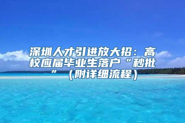 深圳人才引进放大招：高校应届毕业生落户“秒批”（附详细流程）