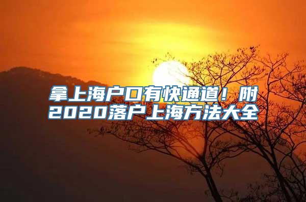 拿上海户口有快通道！附2020落户上海方法大全