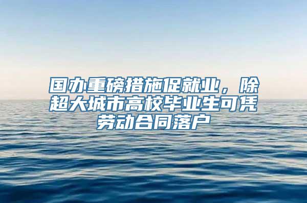 国办重磅措施促就业，除超大城市高校毕业生可凭劳动合同落户