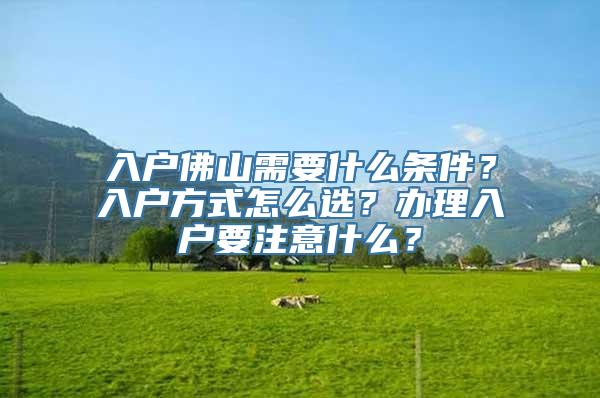 入户佛山需要什么条件？入户方式怎么选？办理入户要注意什么？