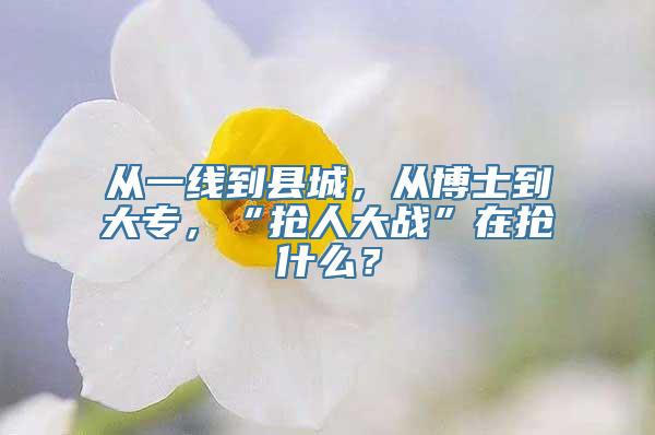 从一线到县城，从博士到大专，“抢人大战”在抢什么？