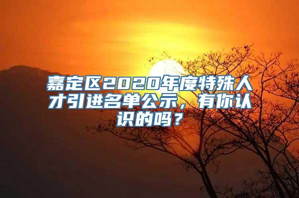 嘉定区2020年度特殊人才引进名单公示，有你认识的吗？