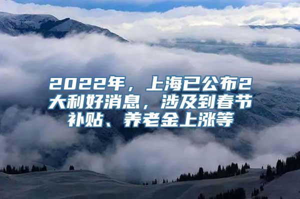 2022年，上海已公布2大利好消息，涉及到春节补贴、养老金上涨等