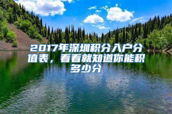 2017年深圳积分入户分值表，看看就知道你能积多少分