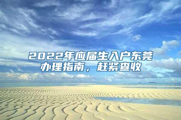 2022年应届生入户东莞办理指南，赶紧查收