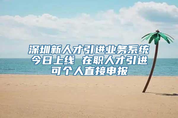 深圳新人才引进业务系统今日上线 在职人才引进可个人直接申报