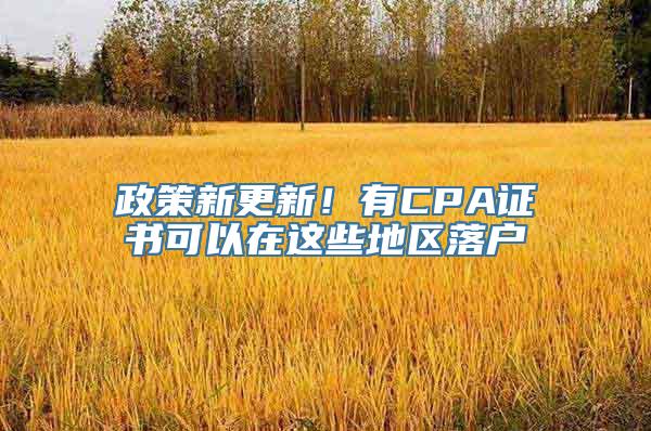 政策新更新！有CPA证书可以在这些地区落户