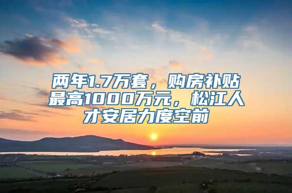 两年1.7万套，购房补贴最高1000万元，松江人才安居力度空前