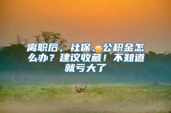 离职后，社保、公积金怎么办？建议收藏！不知道就亏大了