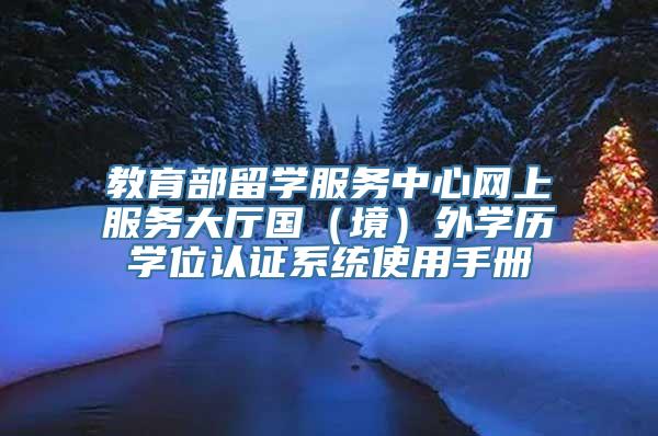 教育部留学服务中心网上服务大厅国（境）外学历学位认证系统使用手册