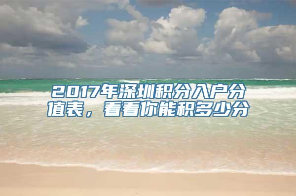 2017年深圳积分入户分值表，看看你能积多少分