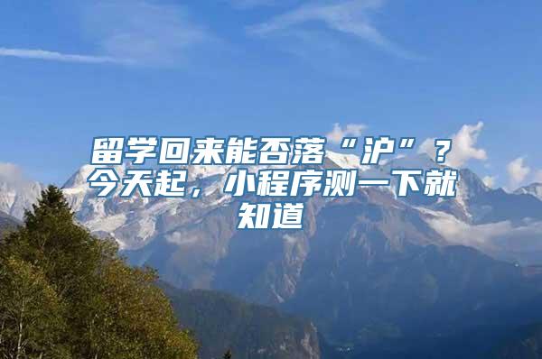 留学回来能否落“沪”？今天起，小程序测一下就知道