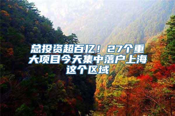 总投资超百亿！27个重大项目今天集中落户上海这个区域