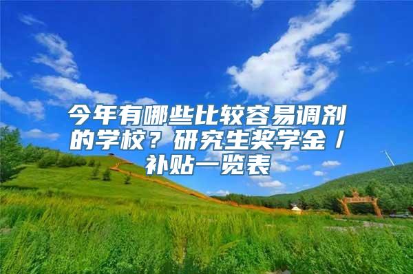 今年有哪些比较容易调剂的学校？研究生奖学金／补贴一览表