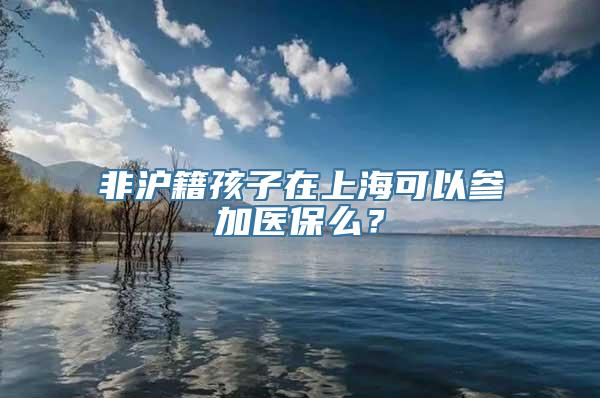 非沪籍孩子在上海可以参加医保么？