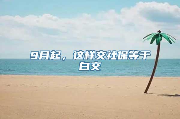 9月起，这样交社保等于白交