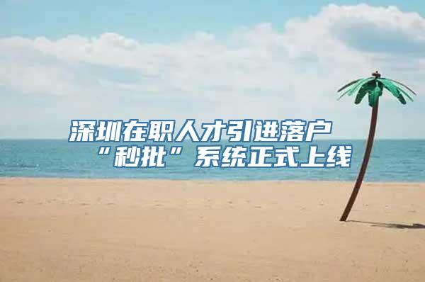 深圳在职人才引进落户“秒批”系统正式上线