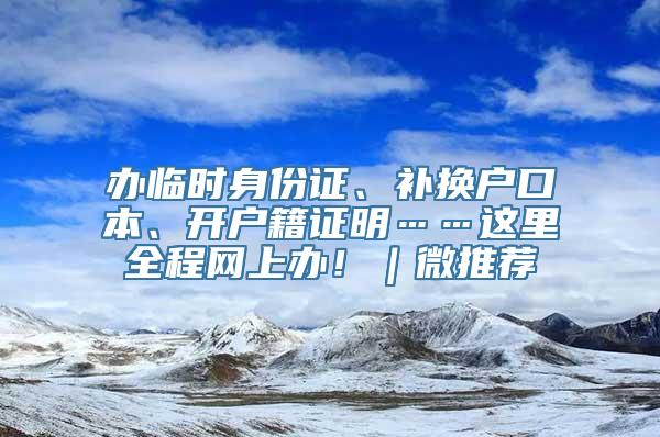 办临时身份证、补换户口本、开户籍证明……这里全程网上办！｜微推荐