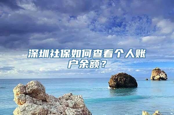 深圳社保如何查看个人账户余额？