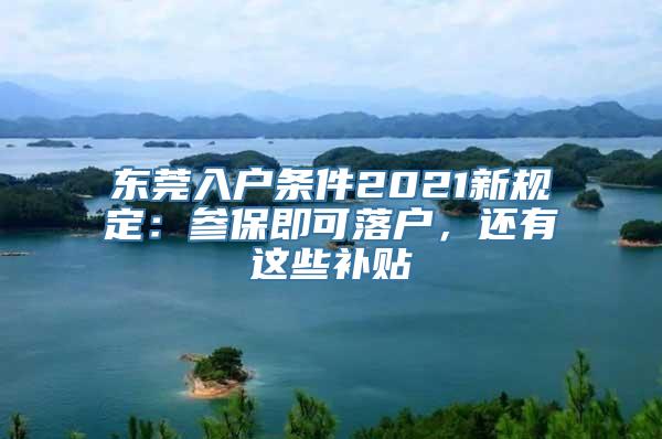 东莞入户条件2021新规定：参保即可落户，还有这些补贴