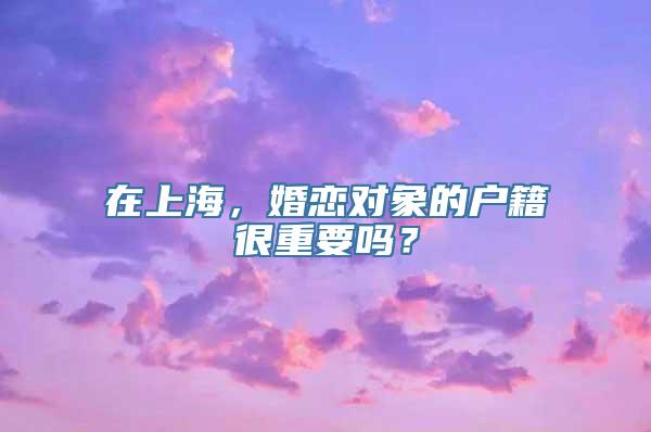 在上海，婚恋对象的户籍很重要吗？