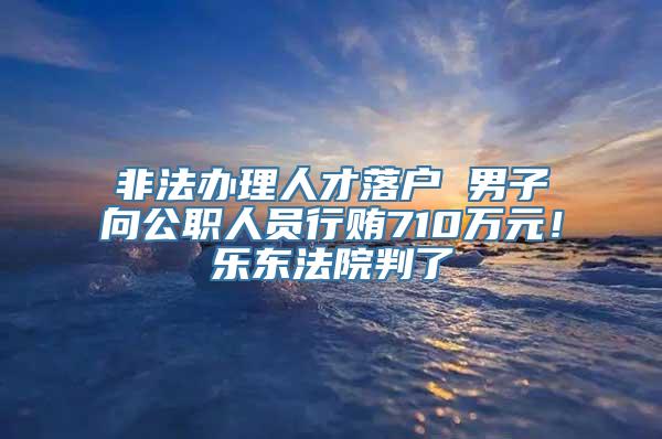 非法办理人才落户 男子向公职人员行贿710万元！乐东法院判了