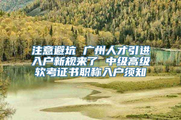 注意避坑 广州人才引进入户新规来了 中级高级软考证书职称入户须知