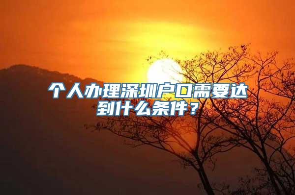 个人办理深圳户口需要达到什么条件？