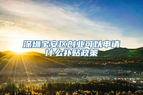 深圳宝安区创业可以申请什么补贴政策