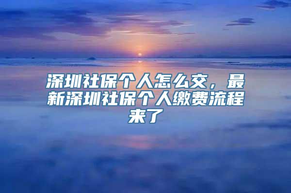 深圳社保个人怎么交，最新深圳社保个人缴费流程来了